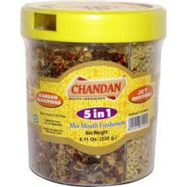 6 X Chandan Mouth freshner 5 In 1 Mukhwas 8.1 OZ (230 Grams) 6 Packs