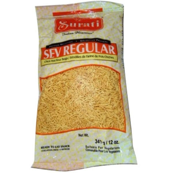 Surati Sev Regular (Chick Pea Flour Twigs) 341 Grams (12 OZ)