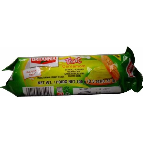 Britannia Treat Cardamom Biscuits 100 Grams (3.5 OZ) 0.22 LB