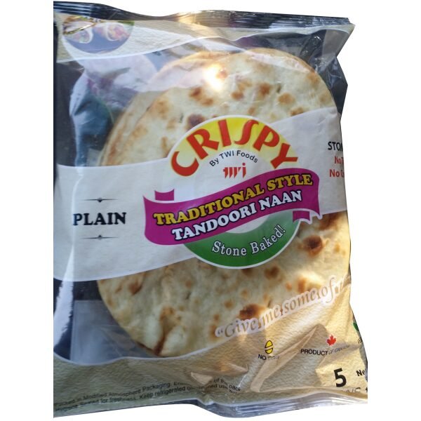 Twi Foods Crispy Traditional Style Tandoori Naan Plain 5 Pieces